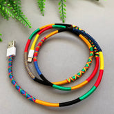 Wrapped Yarn Charger Cable: Multicolor Tribal Charging Cord for Lightning Devices