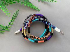 Wrapped Yarn Charging Cable: Multicolor Charging Cord Compatible with Lightning Devices