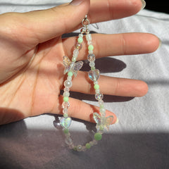 Clear and Green Phone Charm Keychain Strap