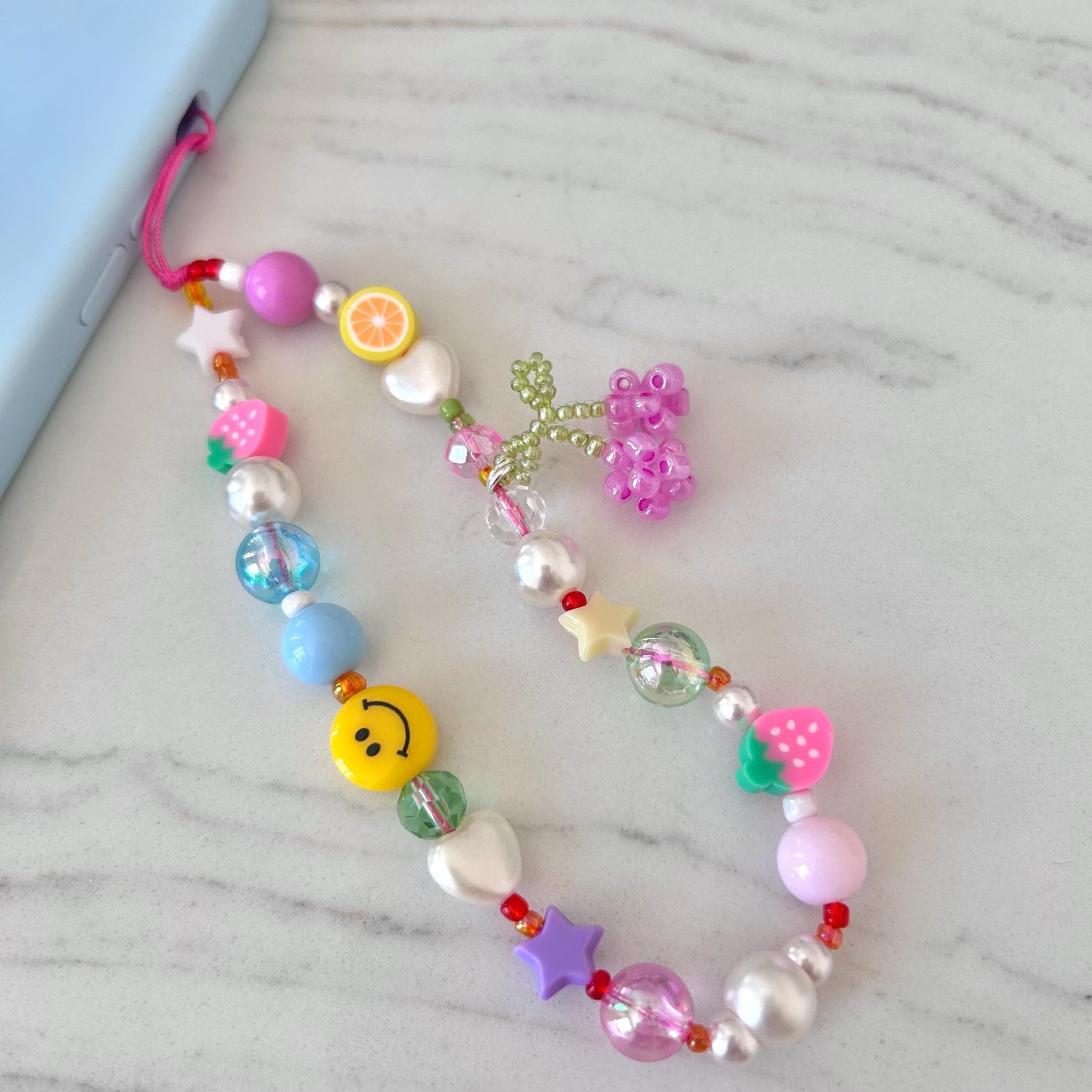 Fruity Tooty Phone Charm – Colorful Beaded Phone Strap, Kawaii Y2K Aesthetic Lanyard