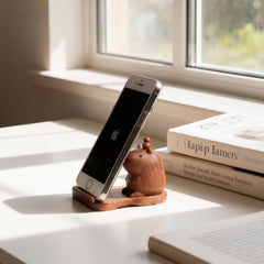Ebony Capybara Phone Stand and Figurine, Animal Desk Decor