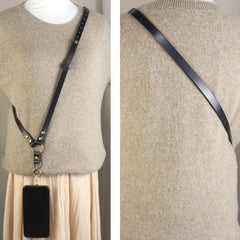Crossbody Phone Strap Full Grain Leather Cellphone Lanyard