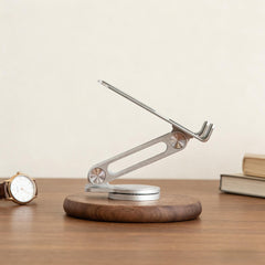 Minimalist Desk Phone Stand, Solid Wooden Phone Holder, Adjustable Portable iPhone Stand, Office Decor Accessories