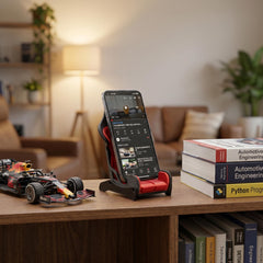 Racing Seat Phone Stand - F1 Inspired Desk Holder, Automotive Themed Decor, Gift for Car Lovers, Formula 1 Racing Fan Accessory