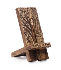 Wooden Phone Stand, Office Desk Decor, Cookbook Stand, Tablet Dock, iPhone Stand, Mango Wood Phone Holder