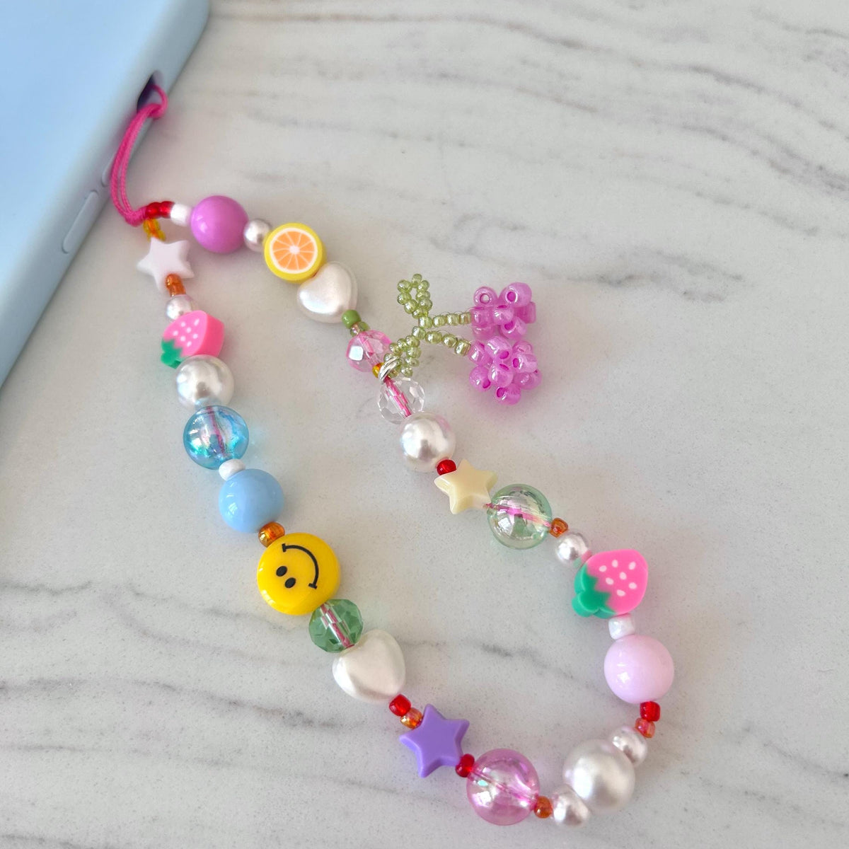 Fruity Tooty Phone Charm – Colorful Beaded Phone Strap, Kawaii Y2K Aesthetic Lanyard