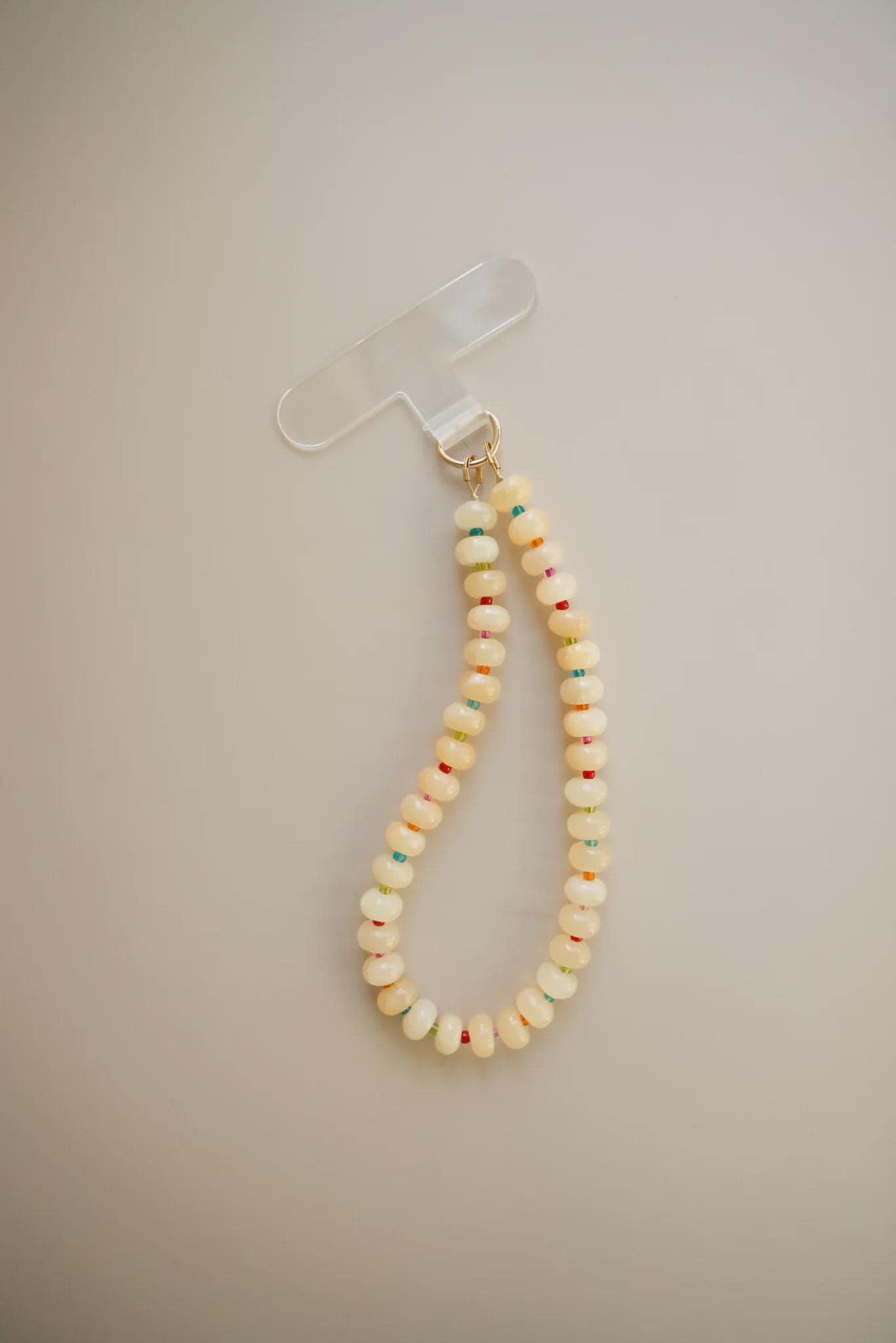 Phone Charm Strap with Yellow Calcite and Rainbow Beads