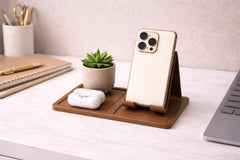 Minimalist Dual Phone Stand Organizer – Modern Desk & Nightstand Holder