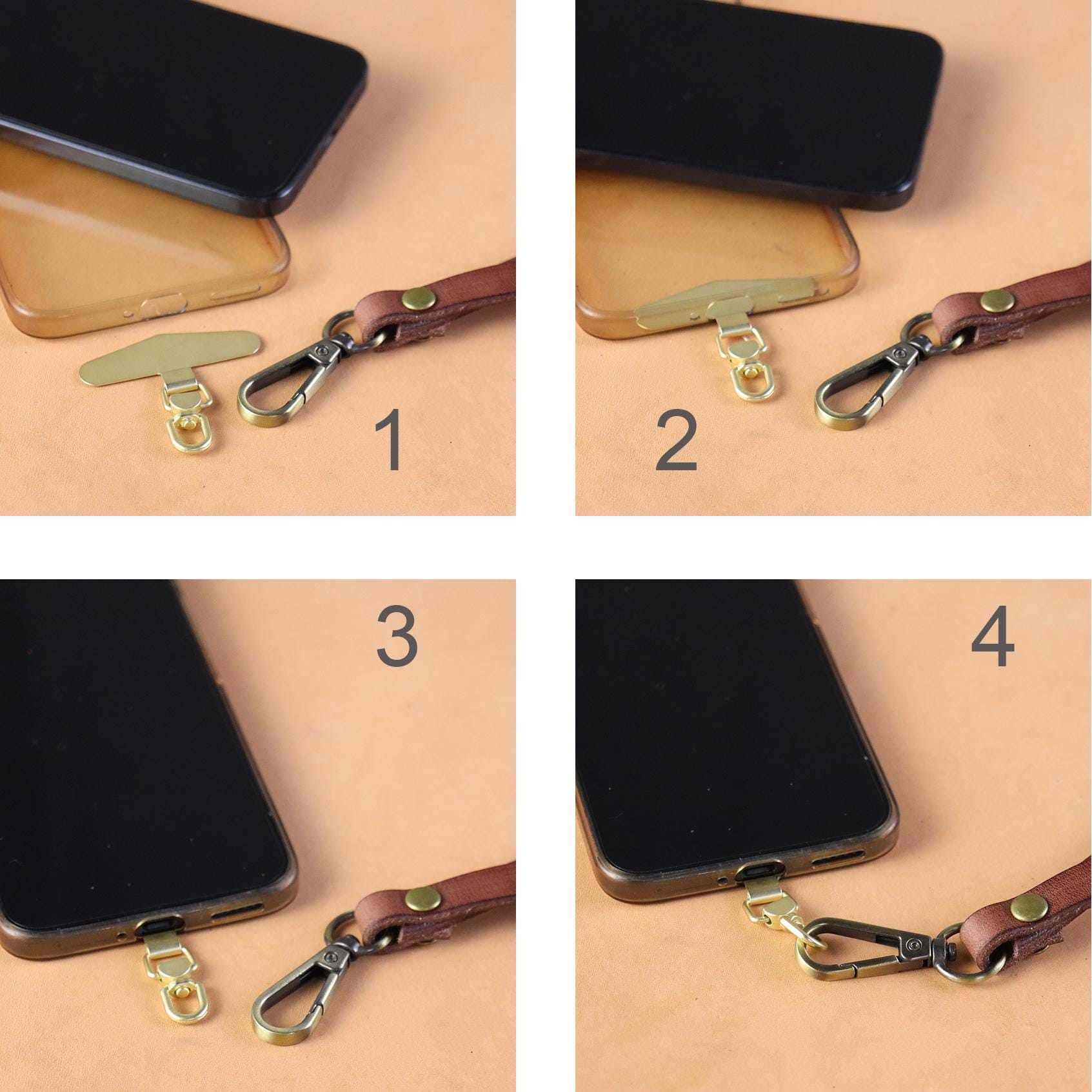 Crossbody Phone Strap Full Grain Leather Cellphone Lanyard