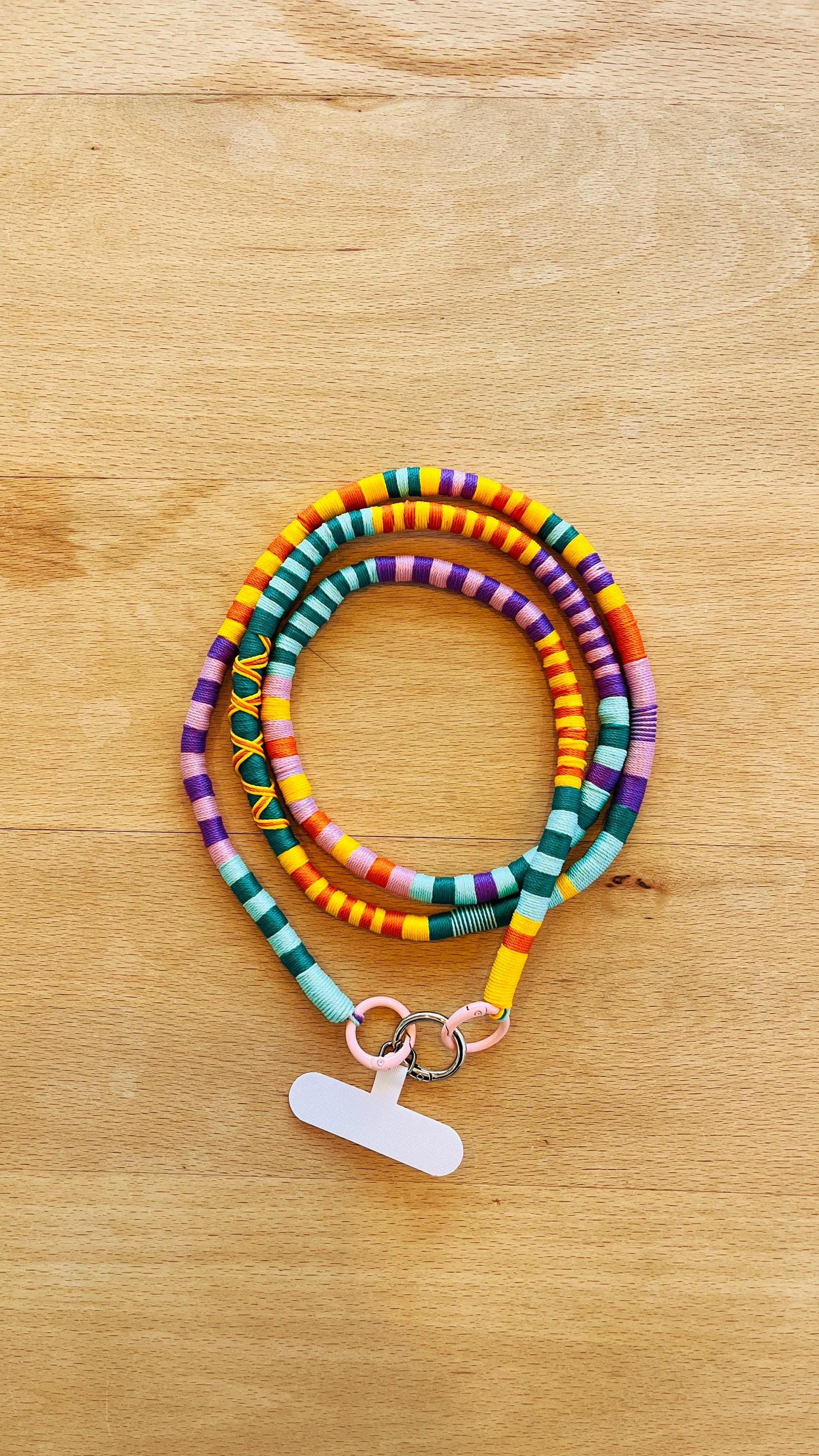 Long Crossbody Phone Strap, Colorful Lanyard, Rope Necklace, Hands Free Phone Accessory