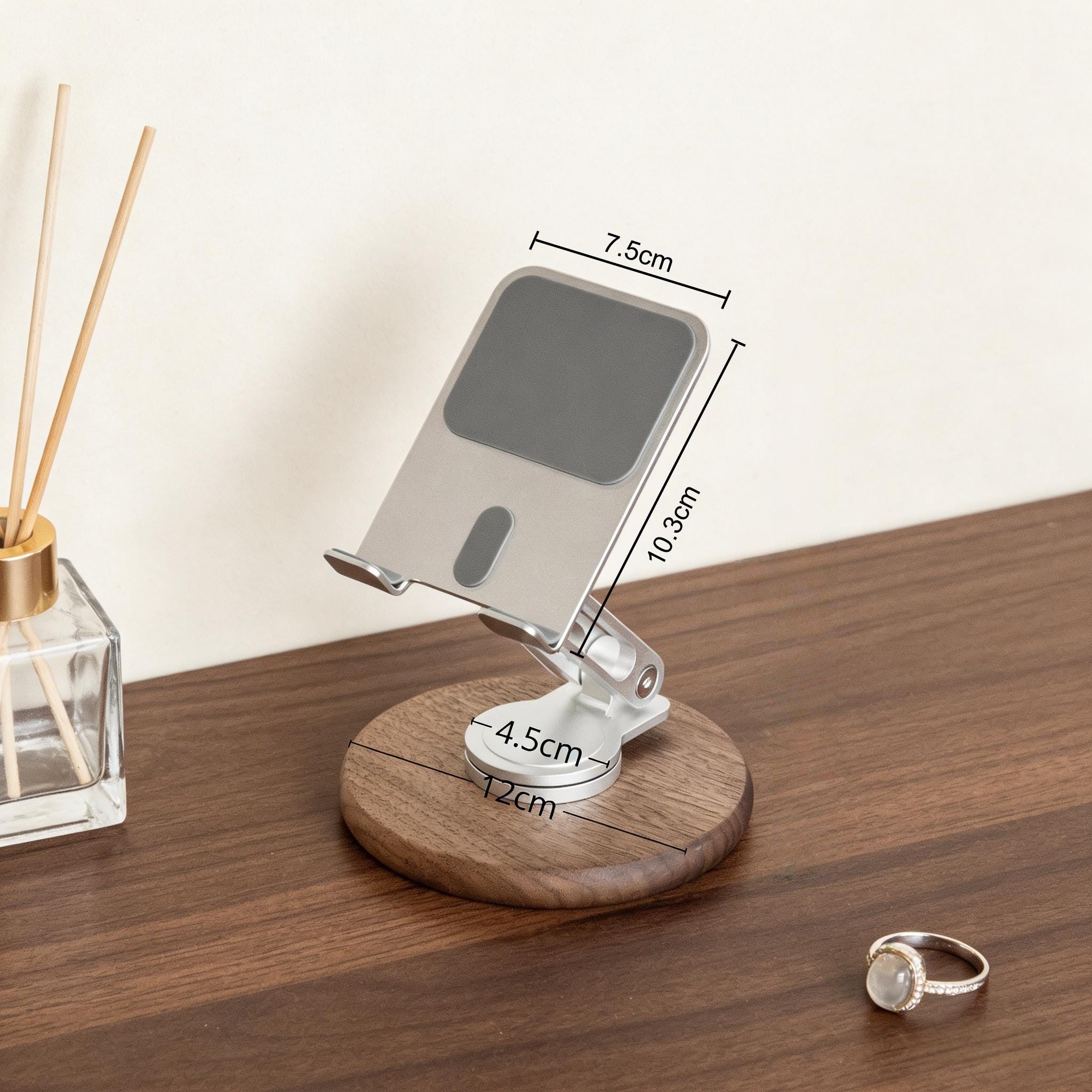 Minimalist Desk Phone Stand, Solid Wooden Phone Holder, Adjustable Portable iPhone Stand, Office Decor Accessories